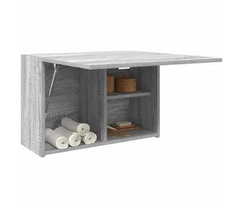 Sieninė Vonios Kambario Spintelė, Pilka Ąžuolo, 60X25X40Cm