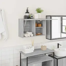 Sieninė Vonios Kambario Spintelė, Pilka Ąžuolo, 60X25X40Cm