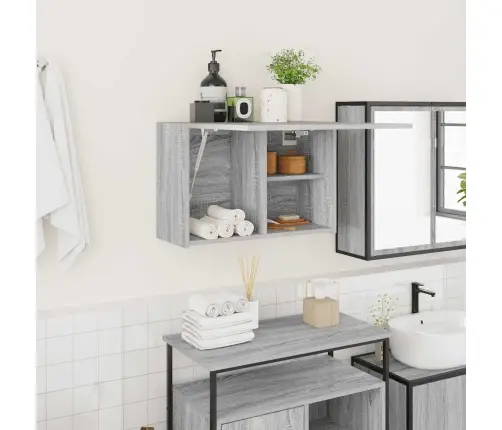 Sieninė Vonios Kambario Spintelė, Pilka Ąžuolo, 60X25X40Cm