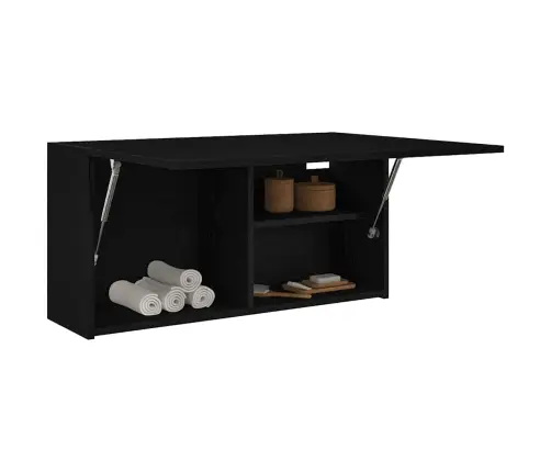 Sieninė Vonios Kambario Spintelė, Juodos, 80X25X40cm Mediena