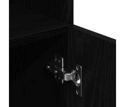 Virtuvės Spintelė, Juodos, 57X41,5X131,5cm Apdirbta Mediena