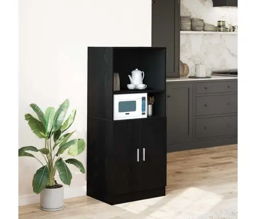 Virtuvės Spintelė, Juodos, 57X41,5X131,5cm Apdirbta Mediena