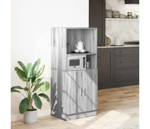 Virtuves Skapītis, Pelēks, 57X41,5X131,5 Cm, Inženierijas Koks Vidaxl