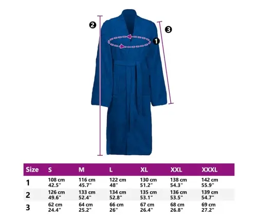 Chalatas Kinn Mėlyna Xl Medvilnė