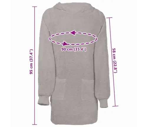 Antklodė-Džemperis Su Gobtuvu Kinn Pilka L Medvilnė