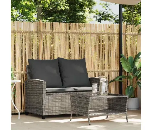 Divvietīgs Dārza Dīvāns Ar Spilveniem Un Galdu, Pelēks Vidaxl