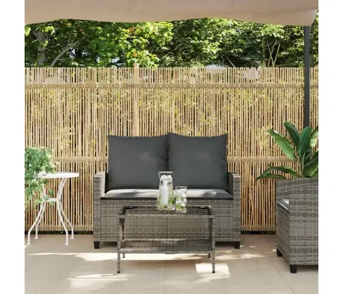 Divvietīgs Dārza Dīvāns Ar Spilveniem Un Galdu, Pelēks Vidaxl