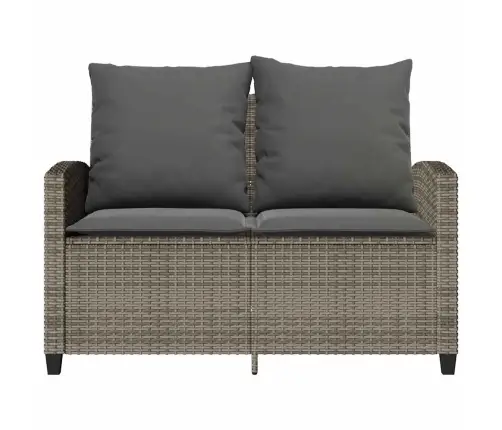 Divvietīgs Dārza Dīvāns Ar Spilveniem Un Galdu, Pelēks Vidaxl