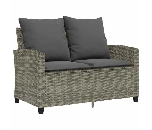 Divvietīgs Dārza Dīvāns Ar Spilveniem Un Galdu, Pelēks Vidaxl