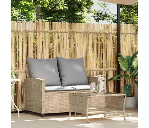 Dvivietė Sodo Sofa Su Staliuku Ir Pagalvėlėmis, Smėlio Spalvos