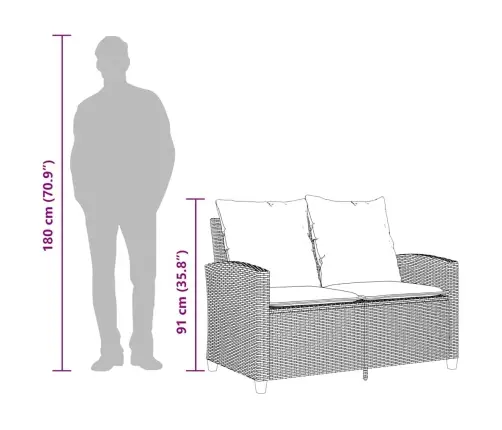 Dvivietė Sodo Sofa Su Staliuku Ir Pagalvėlėmis, Smėlio Spalvos