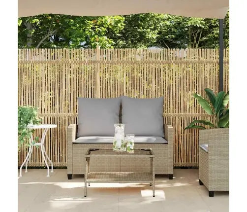 Dvivietė Sodo Sofa Su Staliuku Ir Pagalvėlėmis, Smėlio Spalvos