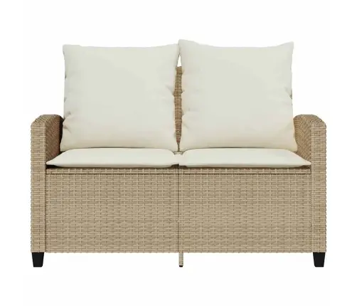 Divvietīgs Dārza Dīvāns Ar Spilveniem Un Galdu Bēšs Vidaxl