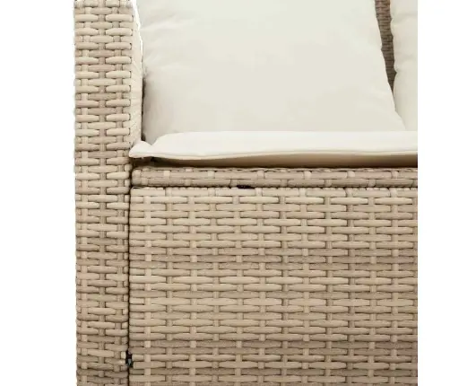 Divvietīgs Dārza Dīvāns Ar Spilveniem Un Galdu Bēšs Vidaxl