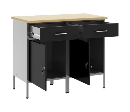 Darba Skapis Ar Slēdzeni 2 Pcs Melns Un Pelēks 100 X 55 X 85 Cm Vidaxl