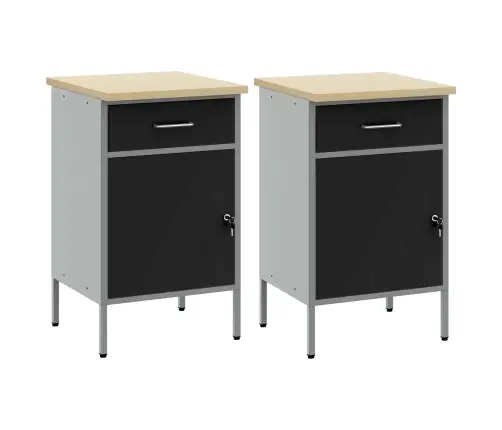 Darba Skapis Ar Slēdzeni 2 Pcs Melns Un Pelēks 100 X 55 X 85 Cm Vidaxl