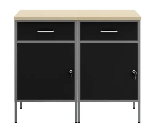 Darba Skapis Ar Slēdzeni 2 Pcs Melns Un Pelēks 100 X 55 X 85 Cm Vidaxl