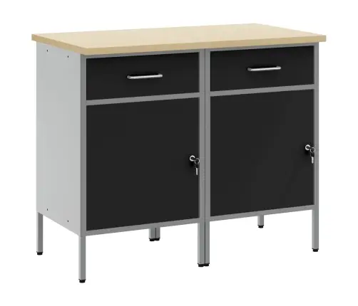 Darba Skapis Ar Slēdzeni 2 Pcs Melns Un Pelēks 100 X 55 X 85 Cm Vidaxl