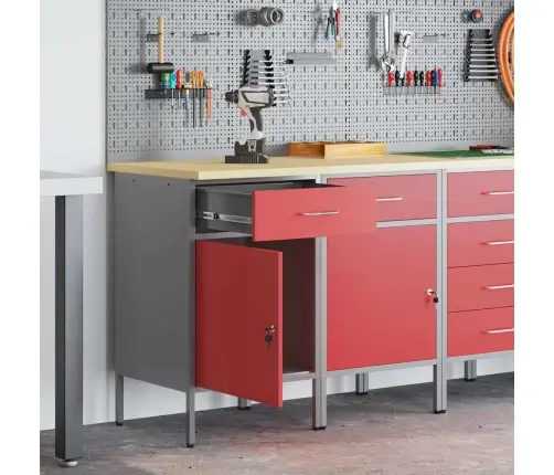 Darba Skapis 2 Pcs Sarkans Un Pelēks 100 X 55 X 85 Cm Vidaxl