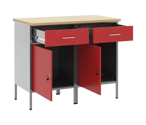 Darba Skapis 2 Pcs Sarkans Un Pelēks 100 X 55 X 85 Cm Vidaxl