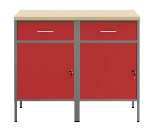 Darba Skapis 2 Pcs Sarkans Un Pelēks 100 X 55 X 85 Cm Vidaxl