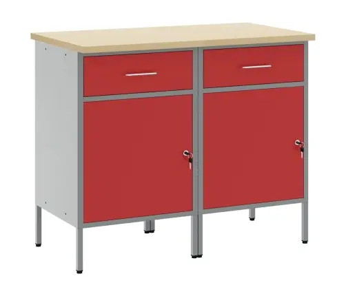 Darba Skapis 2 Pcs Sarkans Un Pelēks 100 X 55 X 85 Cm Vidaxl