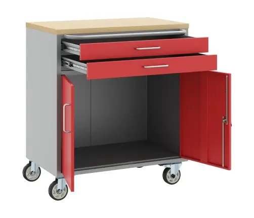 Töökapp Sahtliga Rattaga 2 Pcs Punane Ja Hall 100 X 55 X 85 Cm