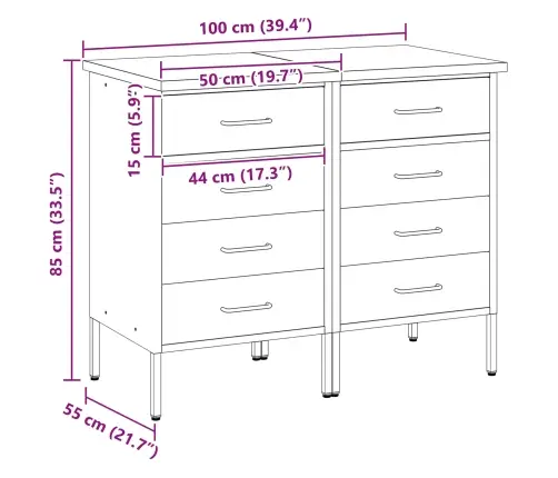Töökapp Sahtliga Rattaga 2 Pcs Punane Ja Hall 100 X 55 X 85 Cm