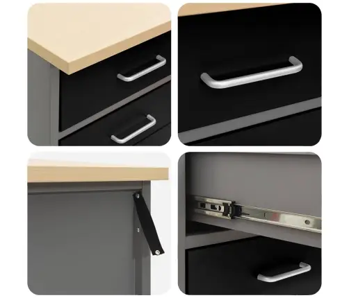 Darba Skapis Ar Riteni 2 Pcs Melns Un Pelēks 100 X 55 X 85 Cm Vidaxl