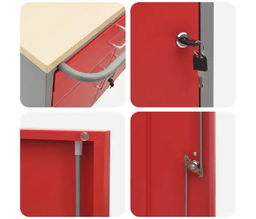 Töökapp Sahtliga Rattaga 2 Pcs Punane Ja Hall 75 X 45 X 85 Cm