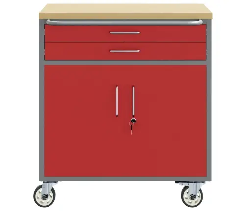 Töökapp Sahtliga Rattaga 2 Pcs Punane Ja Hall 75 X 45 X 85 Cm