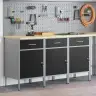 Töökapp Sahtliga Lukuga 3 Pcs Must Ja Hall 150 X 55 X 85 Cm