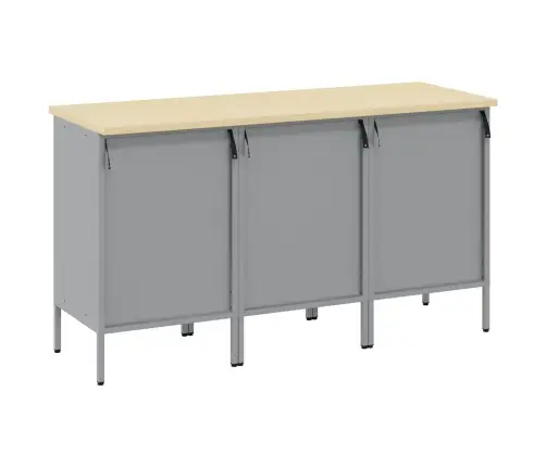 Töökapp Sahtliga Lukuga 3 Pcs Must Ja Hall 150 X 55 X 85 Cm