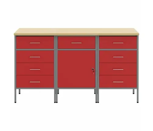 Töökapp Sahtliga Lukuga 3 Pcs Punane Ja Hall 150 X 55 X 85 Cm