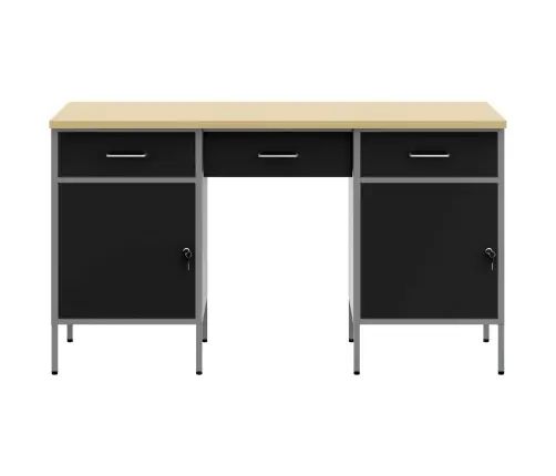 Darba Skapis Ar Atvilktni 3 Pcs Melna 150 X 55 X 85 Cm Vidaxl