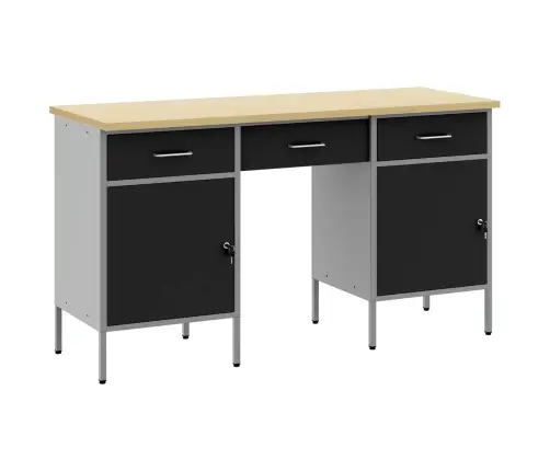 Darba Skapis Ar Atvilktni 3 Pcs Melna 150 X 55 X 85 Cm Vidaxl