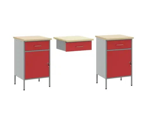 Darba Skapis Ar Atvilktni 3 Pcs Sarkana 150 X 55 X 85 Cm Vidaxl