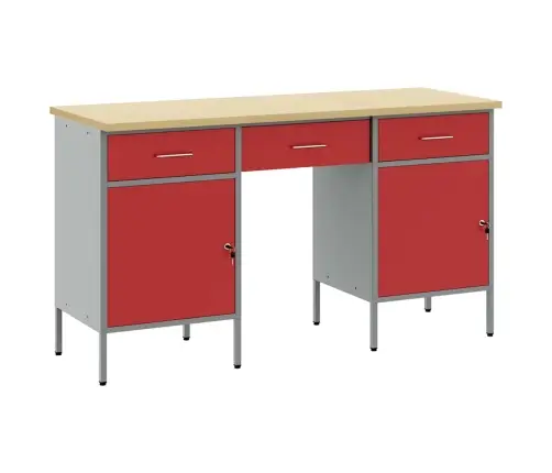 Darba Skapis Ar Atvilktni 3 Pcs Sarkana 150 X 55 X 85 Cm Vidaxl