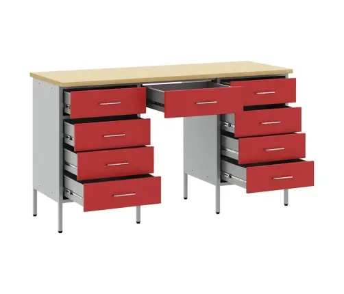 Darba Skapis Ar Atvilktni 3 Pcs Sarkana 150 X 55 X 85 Cm Vidaxl