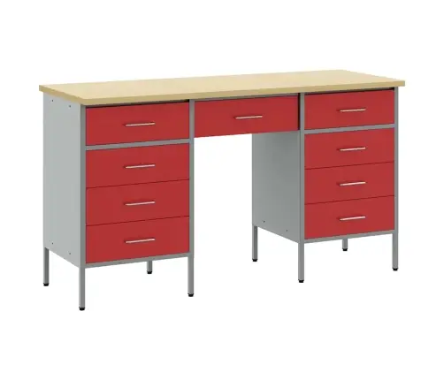 Darba Skapis Ar Atvilktni 3 Pcs Sarkana 150 X 55 X 85 Cm Vidaxl