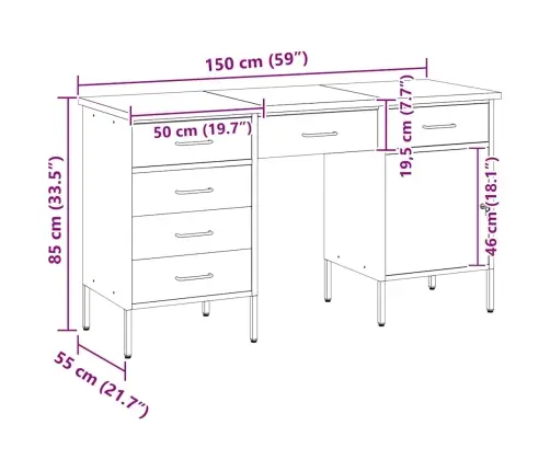 Darba Skapis Ar Atvilktni 3 Pcs Sarkana 150 X 55 X 85 Cm Vidaxl