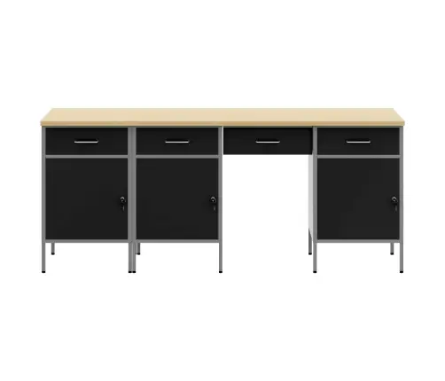 Darba Skapis Ar Atvilktni 4 Pcs Melna 200 X 55 X 85 Cm Vidaxl