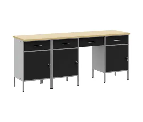 Darba Skapis Ar Atvilktni 4 Pcs Melna 200 X 55 X 85 Cm Vidaxl