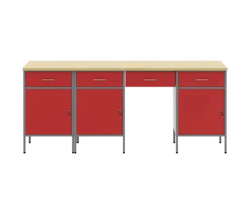 Darba Skapis Ar Atvilktni 4 Pcs Sarkana 200 X 55 X 85 Cm Vidaxl