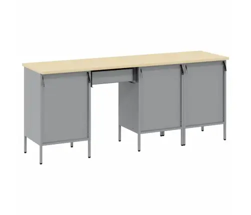 Töökapp 4 Pcs Must 200 X 55 X 85 Cm Töödeldud Puit Ja Teras