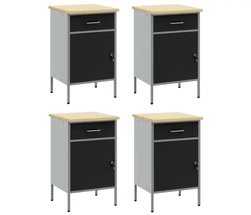Darba Skapis Ar Slēdzeni 4 Pcs Melns Un Pelēks 200 X 55 X 85 Cm Vidaxl