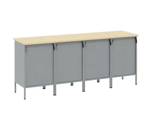 Darba Skapis Ar Slēdzeni 4 Pcs Melns Un Pelēks 200 X 55 X 85 Cm Vidaxl