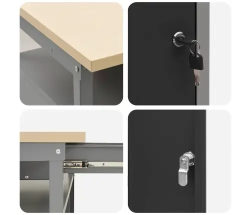 Darbagalda Komplekts Ar Atvilktni 2 Pcs Melna 200 X 55 X 85 Cm Vidaxl