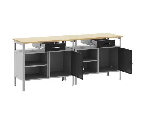 Darbagalda Komplekts Ar Atvilktni 2 Pcs Melna 200 X 55 X 85 Cm Vidaxl