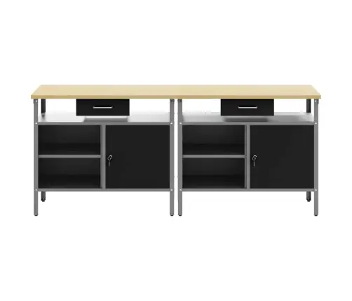 Darbagalda Komplekts Ar Atvilktni 2 Pcs Melna 200 X 55 X 85 Cm Vidaxl